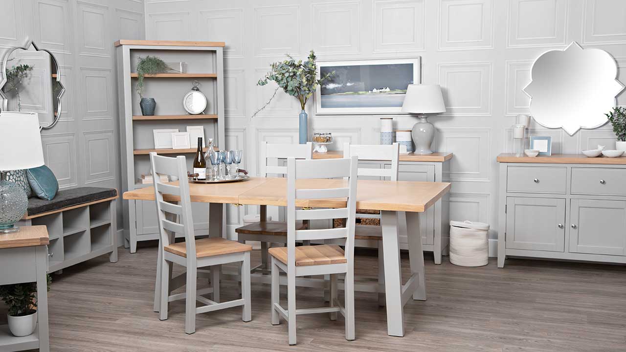 Roma Oak Dining Room Furniture in Painted Grey