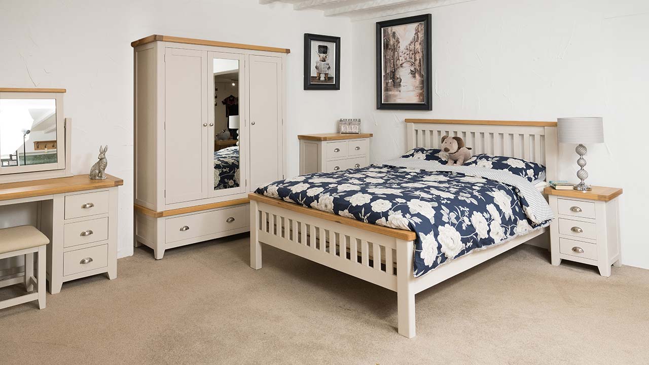 Tuscany Oak Stone White Bedroom Furniture