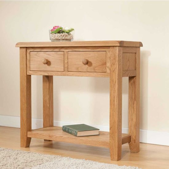 Wentworth Oak Hall Table with 2 Drawers