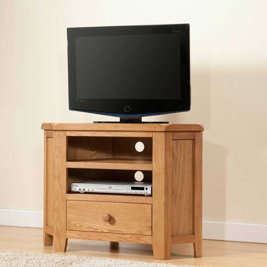 Wentworth Oak Corner TV Unit with Drawer