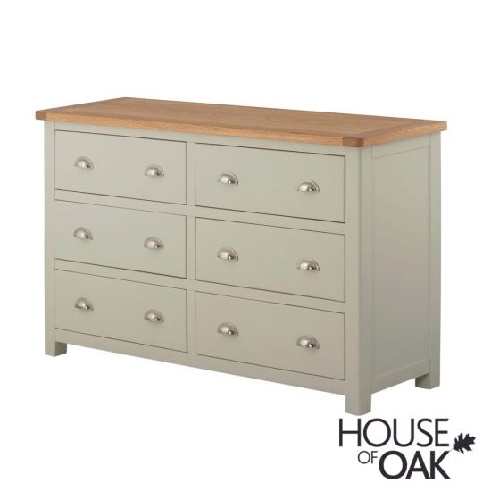 Portman Painted 6 Drawer Wide Chest in Stone Grey