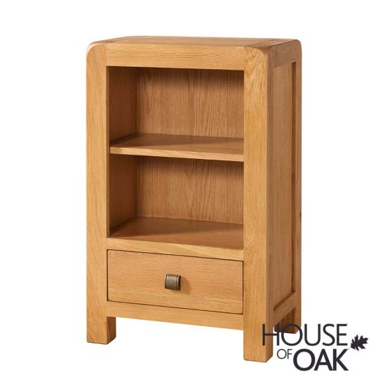 Wiltshire Oak Low Bookcase with 1 Drawer