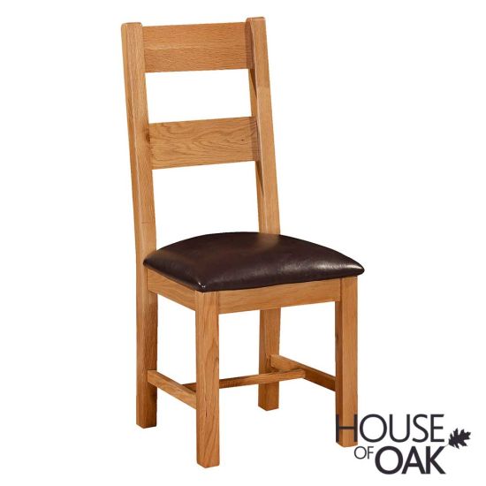 Wiltshire Oak Ladderback Chair with Faux Leather Seat Pad