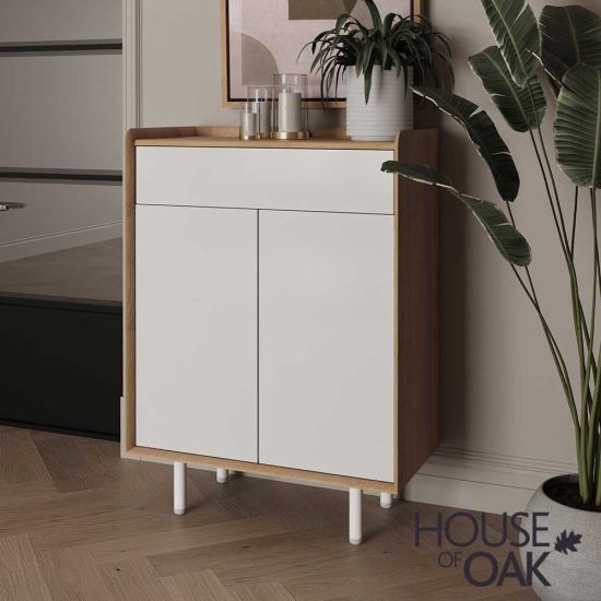 Balto Oak Small Sideboard in White