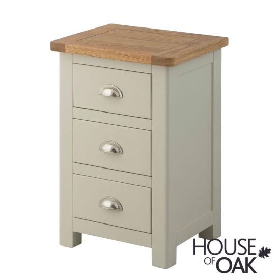 Portman Painted 3 Drawer Bedside Cabinet in Stone Grey