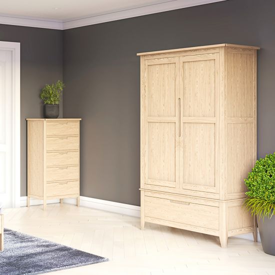 Stockholm Oak 5 Drawer Narrow Chest of Drawers