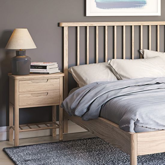 Stockholm Oak BedSide Table With 2 Drawers