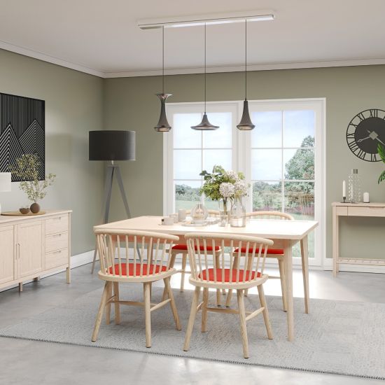Stockholm Oak Curved Back Dining Chair - Rust Fabric Seat