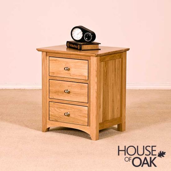 Buckingham Solid Oak 3 Drawer Bedside Cabinet