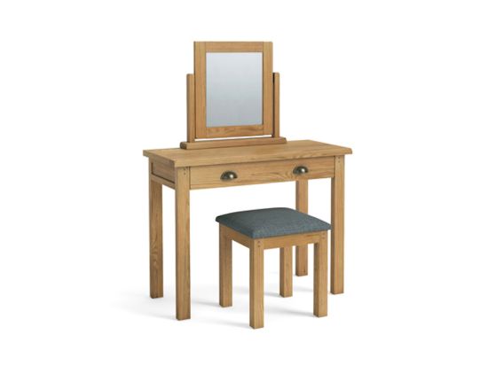 Paignton Oak Dressing Table Set including Stool and Mirror