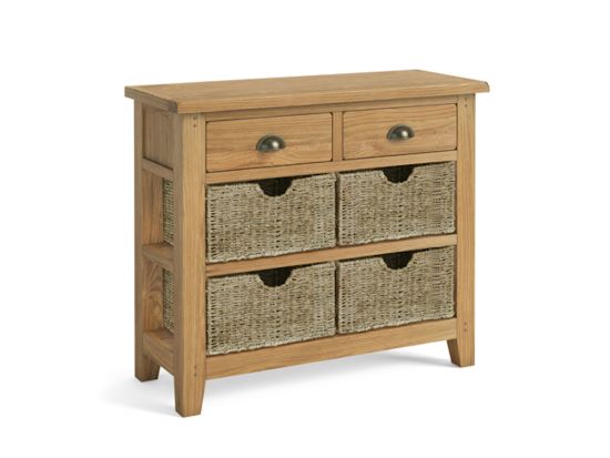 Paignton Oak Console Table with Baskets