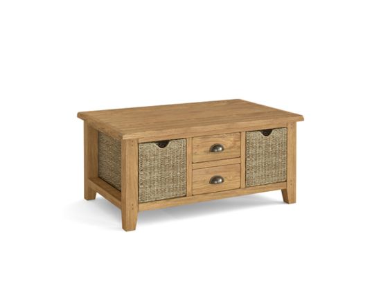Paignton Oak Large Coffee Table with Baskets