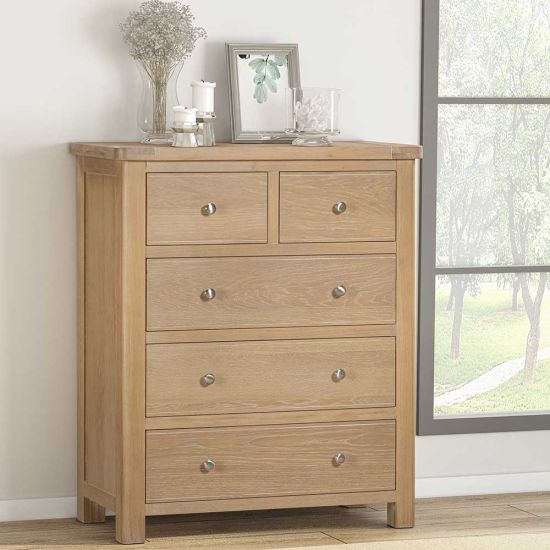 Carrington Oak 2 Over 3 Chest of Drawers