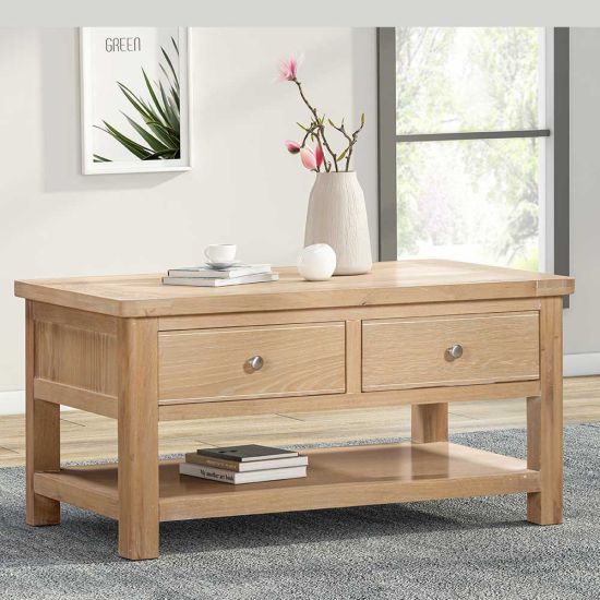 Carrington Oak Coffee Table With 2 Drawers