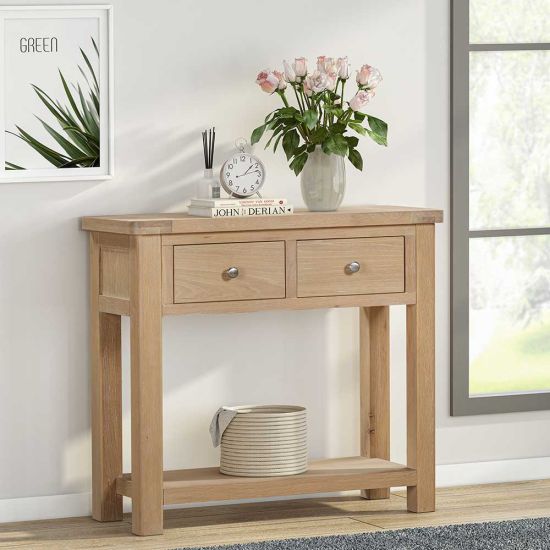 Carrington Oak Hall Table With 2 Drawers
