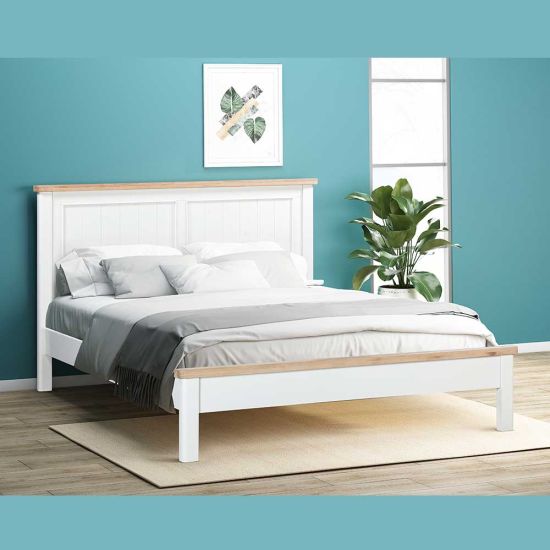 Carrington Oak 5FT King Size Panelled Bed Painted in Off White