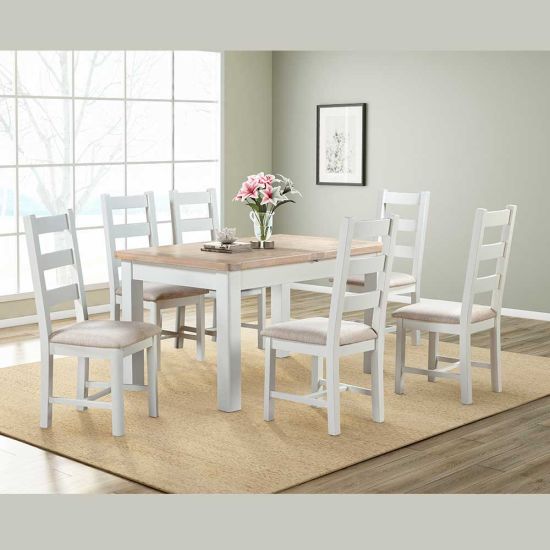 Carrington Oak 140cm Butterfly Extending Dining Table Painted in Off White