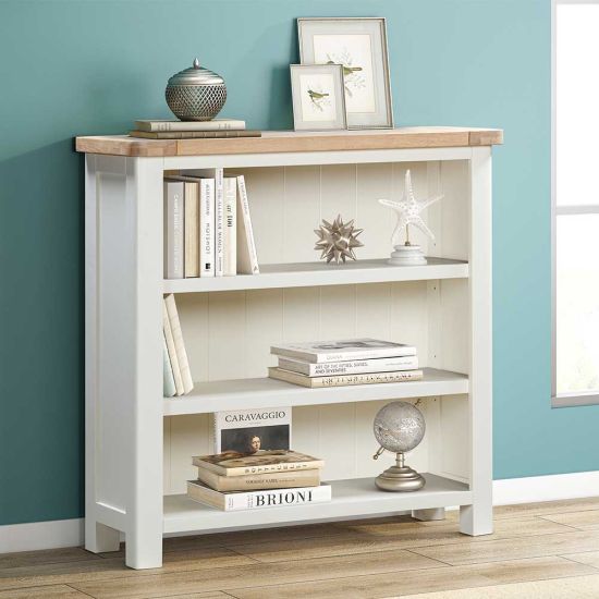 Carrington Oak 90cm Wide Bookcase Painted in Off White