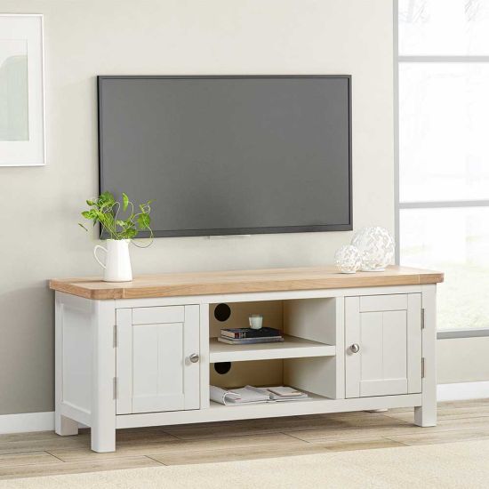 Carrington Oak 2 Door TV Unit Painted in Off White