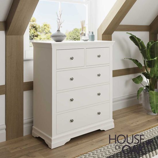 Chantilly White 2 Over 3 Drawer Chest