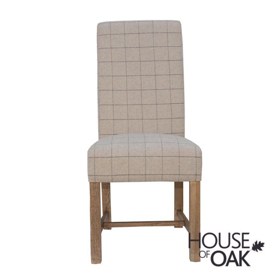 Chatsworth Oak Fabric Dining Chair in Natural Check