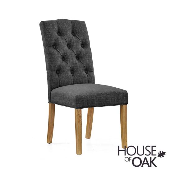 Button Back Upholstered Chair in Charcoal