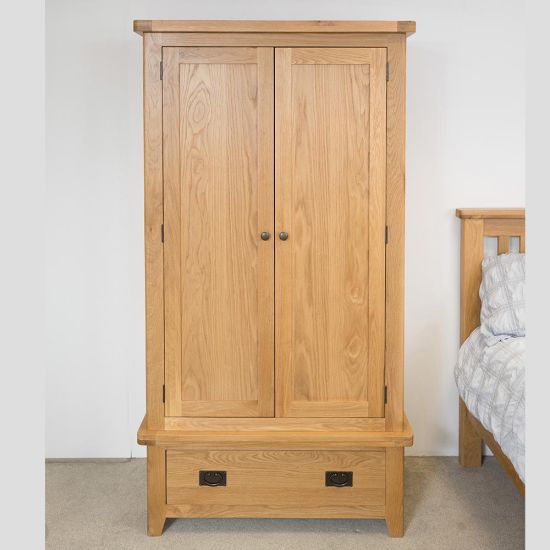 Chester Oak Double Wardrobe with Drawer