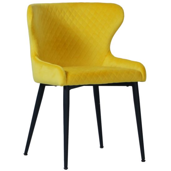 Orbit Dining Chair in Yellow Velvet