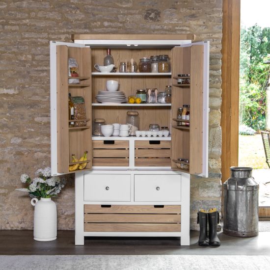Kingham Oak Double Larder Unit in Pure White