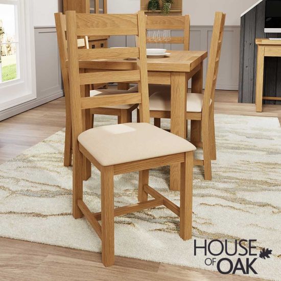 Harewood Oak Ladder Back Chair Fabric Seat