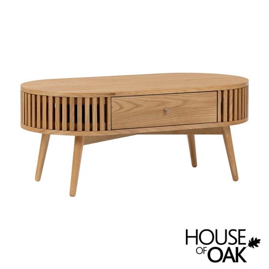 Norfolk Oak Oval Coffee Table with Drawer