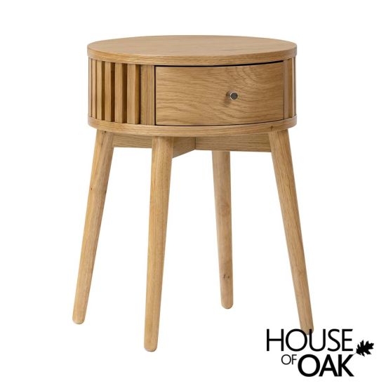 Norfolk Oak Round Side Table with Drawer