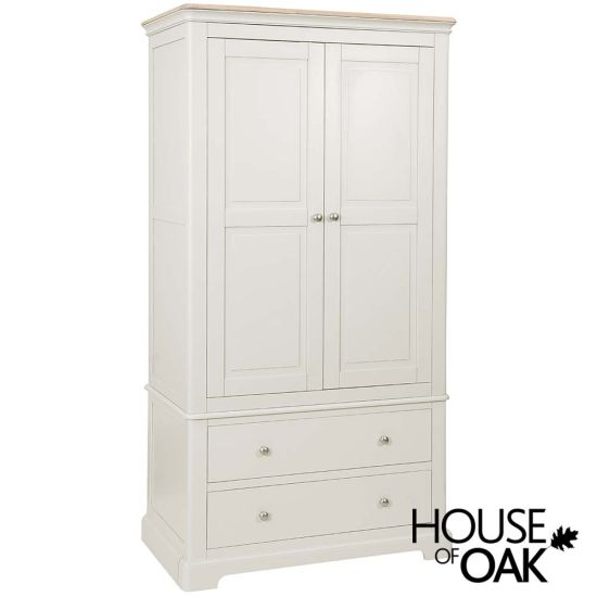 Cornwall Oak Double Wardrobe with 2 Drawers Available in 2 Colours