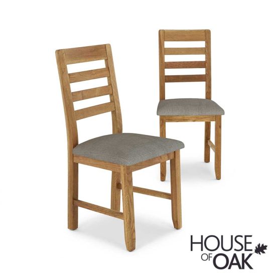 Crescent Oak Dining Chair with Victoria Linen Seat Pad