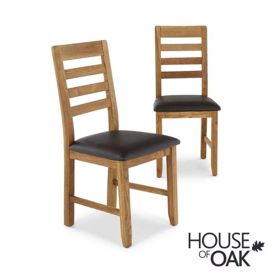Crescent Oak Dining Chair Brown PU Seat Pad