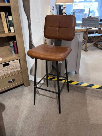 Delta Vegan Leather Bar Stool in Tan