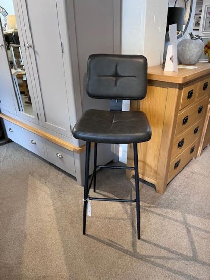 Delta Vegan Leather Bar Stool in Grey