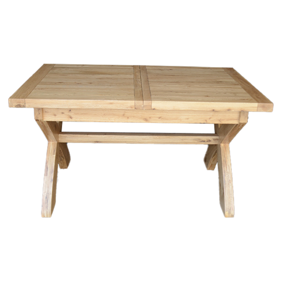 Deluxe Solid Oak 145cm Extending Cross Leg Dining Table