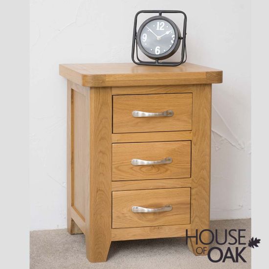 Denby Oak 3 Drawer Bedside Cabinet