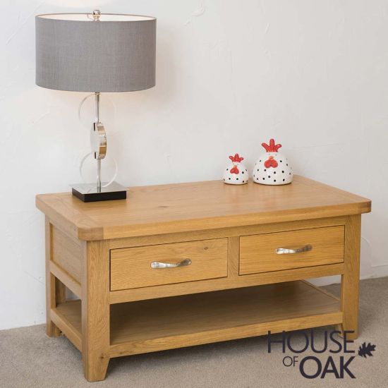 Denby Oak 2 Drawer Coffee Table with Shelf