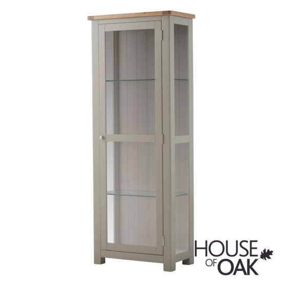 Portman Painted Glass Display Cabinet in Stone Grey