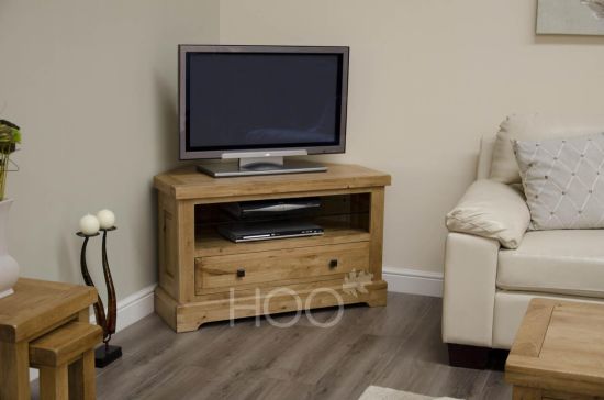 Deluxe Solid Oak Corner TV Unit