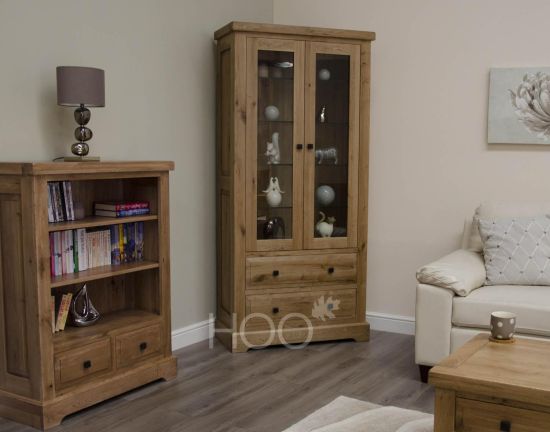 Deluxe Solid Oak Glass Display Unit