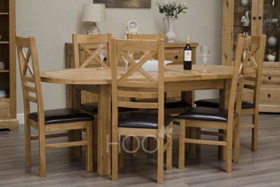 Deluxe Solid Oak Oval Extending Dining Table