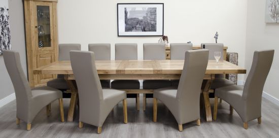 Deluxe Solid Oak Super X Leg Extending Table