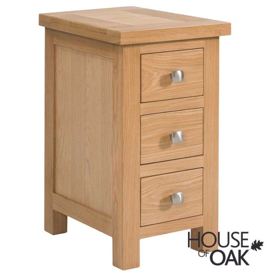 Keswick Oak Compact 3 Drawer Bedside Cabinet