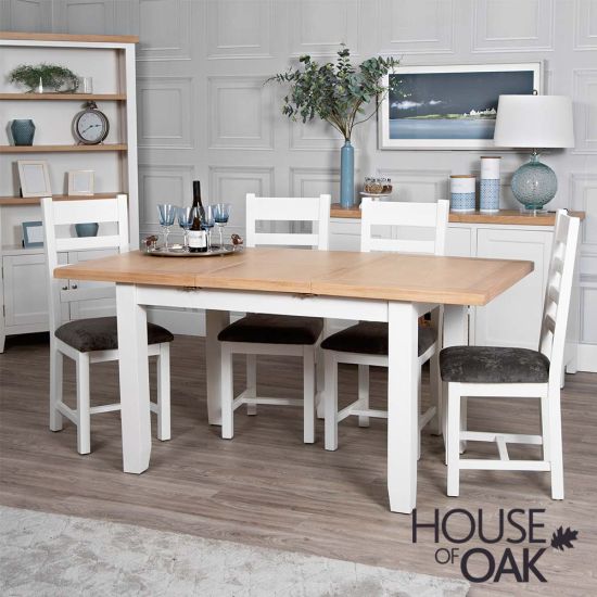Roma Oak 120cm Extending Table in White Painted