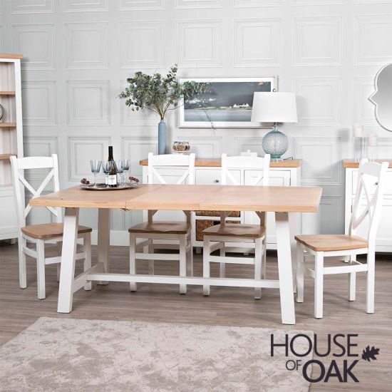 Roma Oak 180cm Extending Refectory Dining Table in White Painted