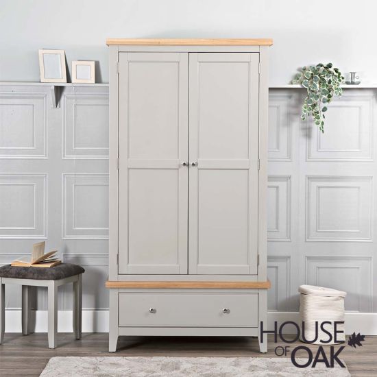 Roma Oak 2 Door Wardrobe in Grey Painted