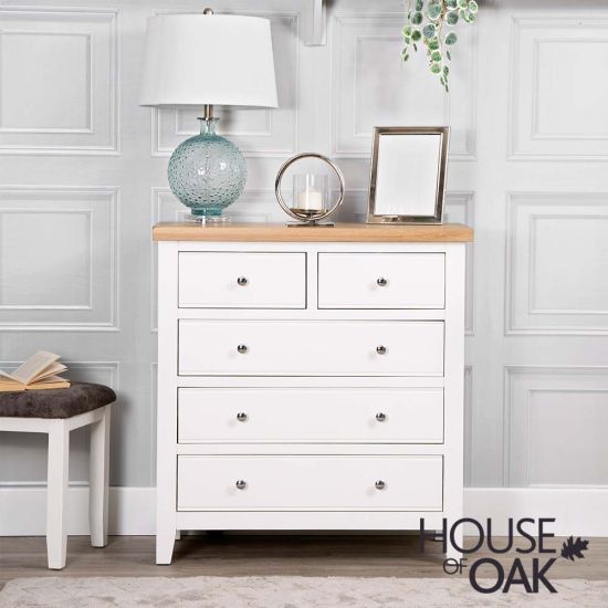 Roma Oak 2 Over 3 Chest of Drawers in White Painted